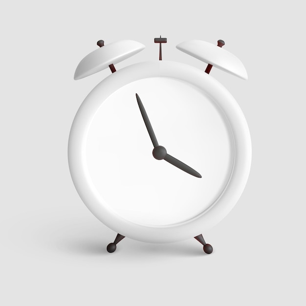 Despertador blanco aislado sobre fondo claro Ilustración vectorial