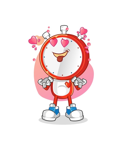 Despertador cabeza dibujos animados cayendo amor vector personaje de dibujos animados
