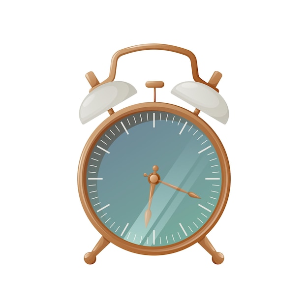 Despertador clásico, ilustración vectorial. Señal para despertar a la escuela, trabajo, estudio, universidad.