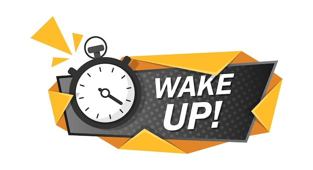 Despertar icono en estilo plano Buenos días ilustración vectorial sobre fondo aislado Alarma sonando y matutino despierta firman concepto de negocio