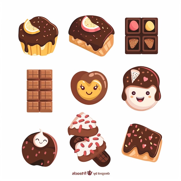 dessert de comida cacao chocolate marrón dulce diseño aislado ilustración leche vector oscuro d