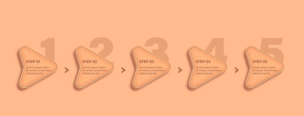 Destacarse con las infografías de Peach Fuzz etiquetas de proceso de 5 pasos