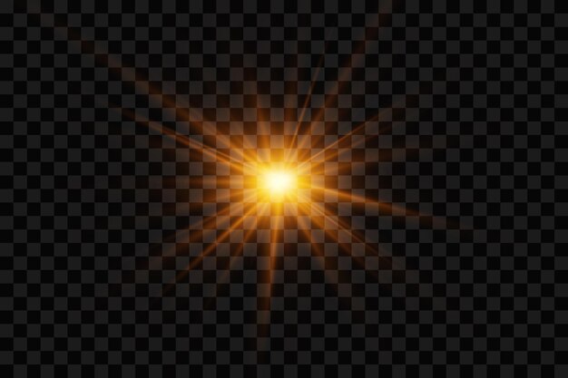 El destello de una estrella brillante El efecto de los rayos de luz y la explosión