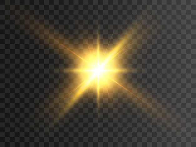 Destello de lente de efecto de luz transparente brillante amarillo estrella el sol vector