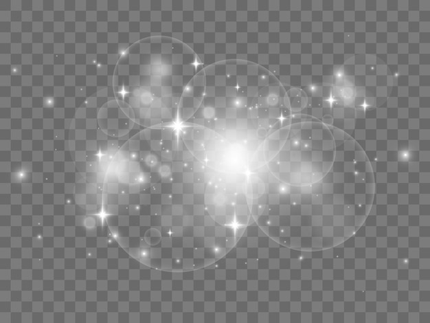 Destello de lente de efecto de luz transparente brillante blanco Vector