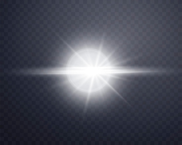 Destello de lente de luz solar plateada flash de sol con rayos y foco