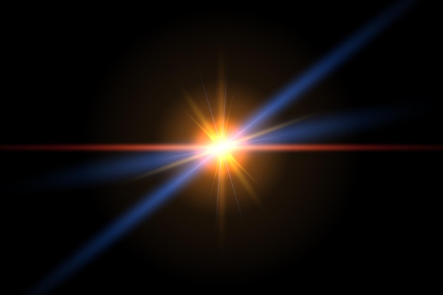 Destello de lente vectorial aislado sobre fondo negro