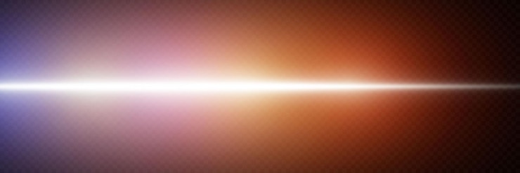 Vector un destello de luz brillante el efecto de una línea policial de alta velocidad un haz de luz láser