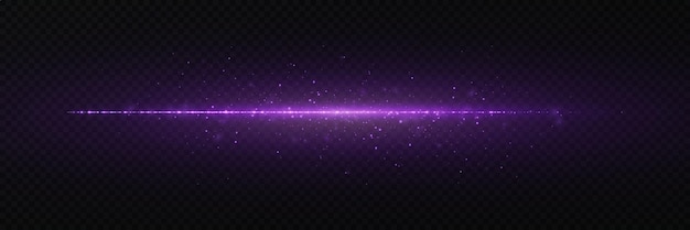 Un destello de luz púrpura una línea horizontal con un resplandor y una explosión brillante