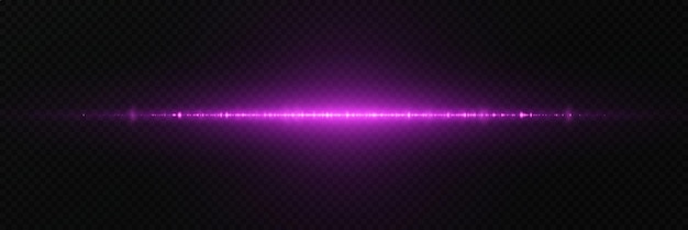 Un destello de luz púrpura una línea horizontal con un resplandor y una explosión brillante