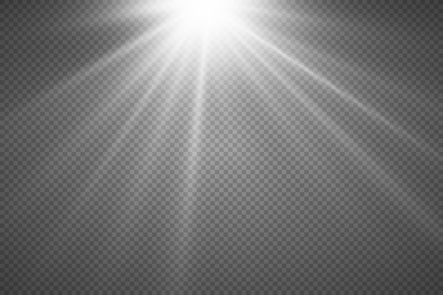 Un destello de luz y resplandor Efecto de luz de la explosión y los rayos de brillo de las estrellas