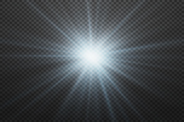Un destello de luz y resplandor Efecto de luz de la explosión y los rayos de brillo de las estrellas