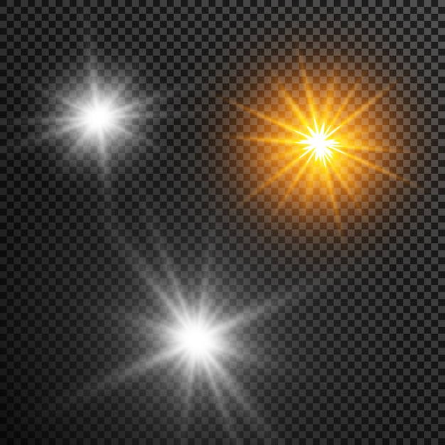 Destello de rayos de luz. un conjunto de estrellas, luz y resplandor, rayos y brillo.