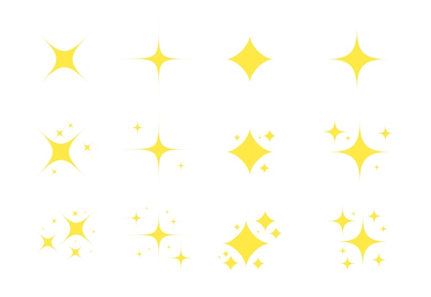 Destellos amarillos Icono de brillo de estrellas doradas Brillo de decoración brillante