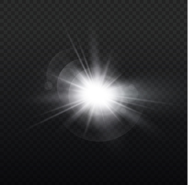 Destellos de destellos de lentes centelleantes Luces intermitentes Estrella blanca brillante Rayos de sol de destello Efecto Bokeh Vector