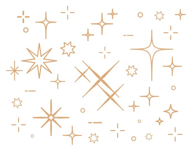 Destellos Estrellas aisladas sobre fondo blanco Conjunto de estrellas centelleantes Efecto de luz de estrellas