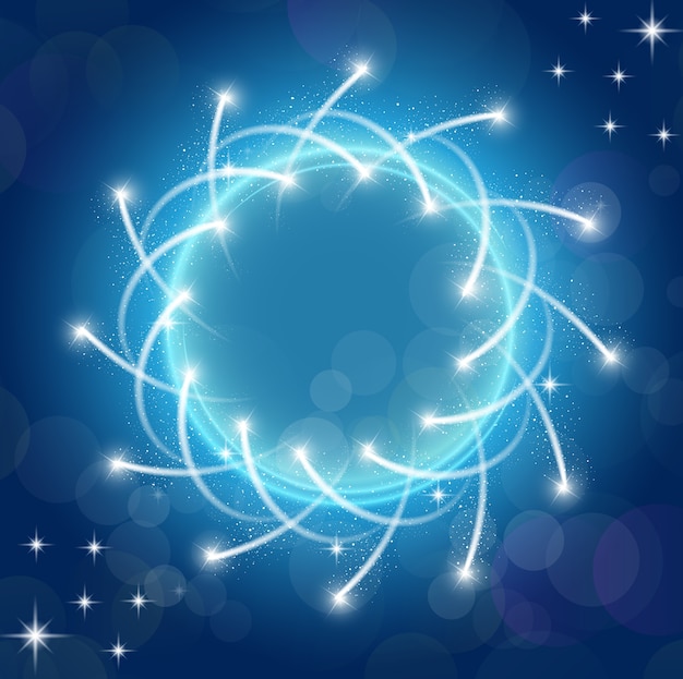 Destellos de fondo azul con estrellas alrededor del marco