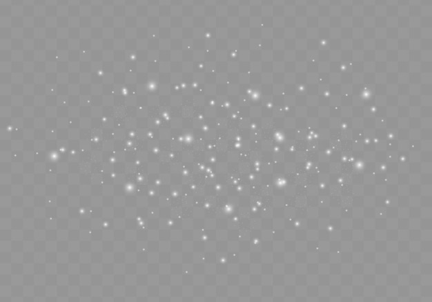 Destellos navideños, efecto de luces bokeh, chispas de polvo, estrellas brillantes brillan sobre un fondo. Vector.
