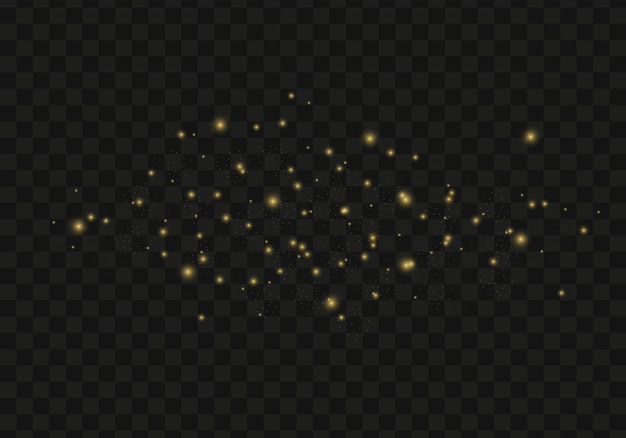 Destellos navideños, efecto de luces bokeh, chispas de polvo, estrellas brillantes brillan sobre un fondo. Vector.