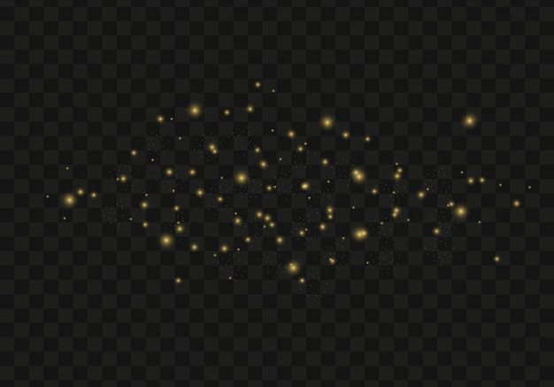 Destellos navideños, efecto de luces bokeh, chispas de polvo, estrellas brillantes brillan sobre un fondo. vector.