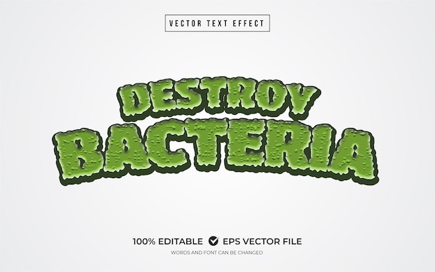 Destruir bacterias efecto de texto verde