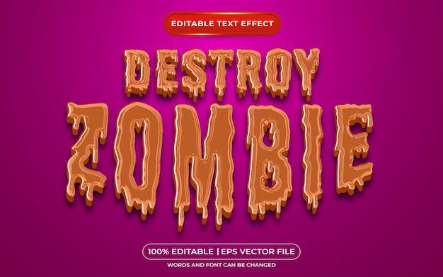 Vector destruye el efecto de estilo de texto editable zombie adecuado para el tema del evento de halloween