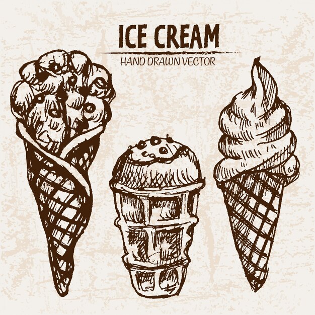 Detallado arte de línea de helado adornado