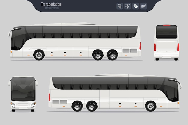 Vector detallado autobús aislado realista