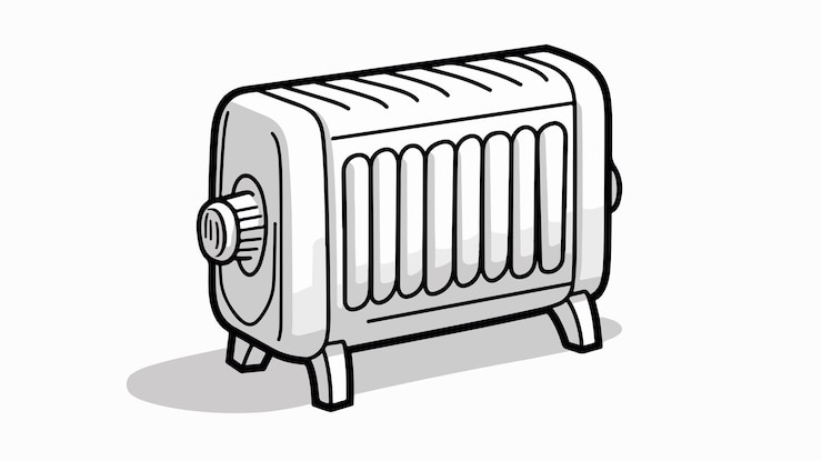 Vector detallado carro de radiador de dibujos animados en blanco y negro dibujado a mano