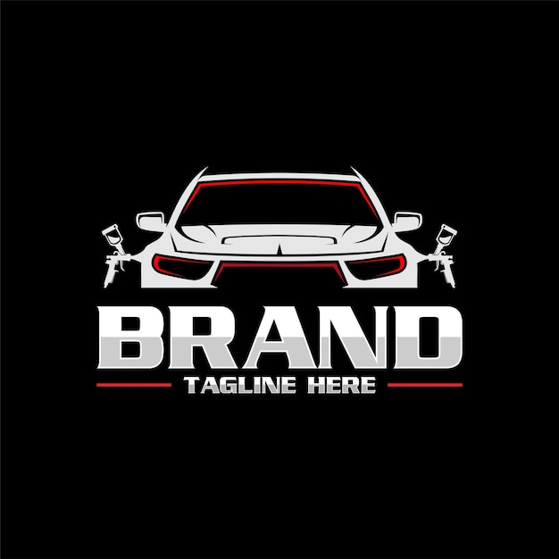 Detallando el logotipo del coche y el logotipo del lavado de coches.