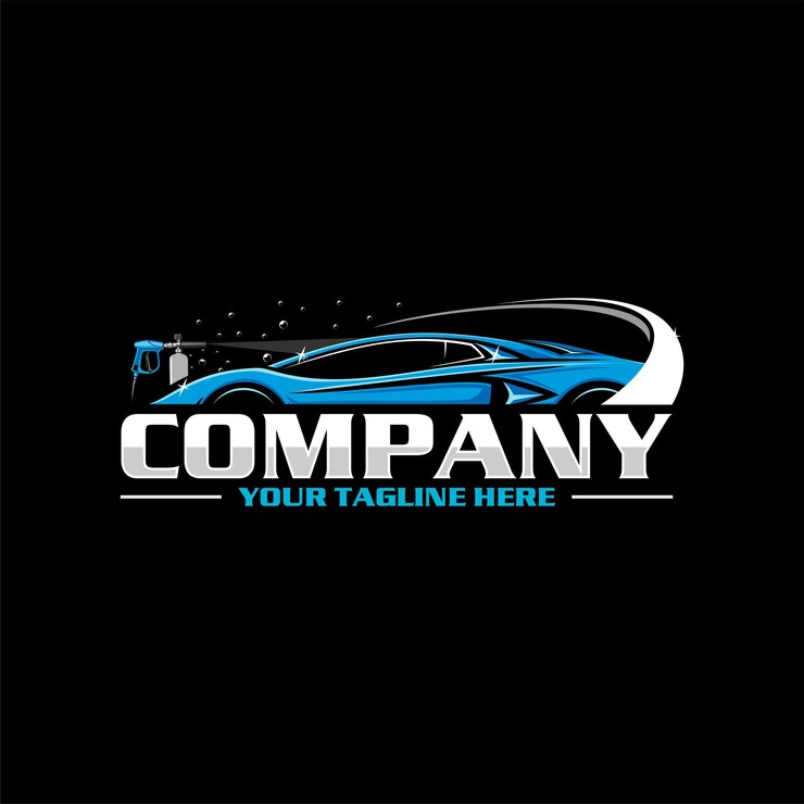 Detallando el logotipo del coche y el logotipo del lavado de coches.