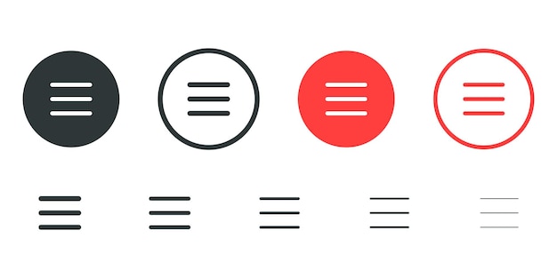 Detalle del icono del menú icono vectorial horizontal icono de tres líneas muestra la lista de información