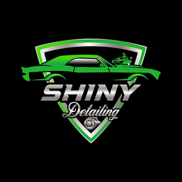 Detalle del logotipo del automóvil coche verde con fondo negro