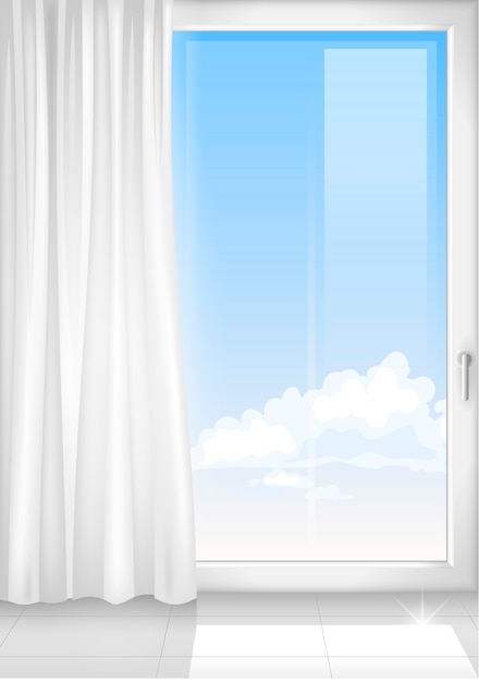 Detalle de una ventana blanca habitación.