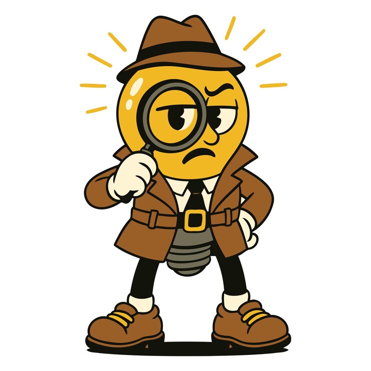 Vector detective bombilla con lupa