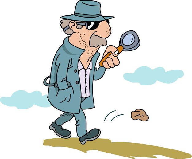Detective examinando con su lente