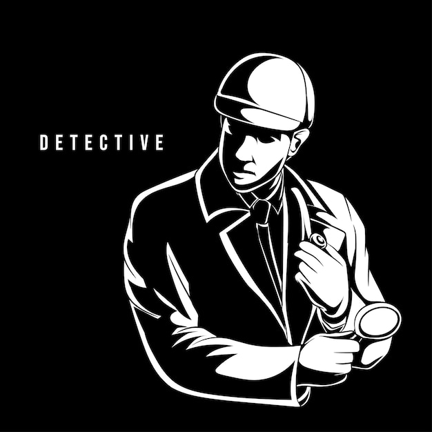 detective, con, lupa, vector