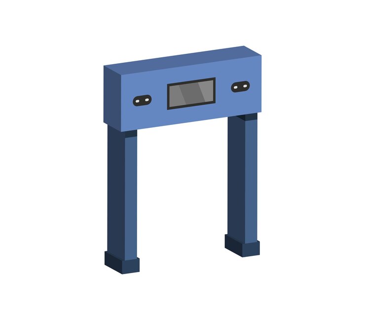 Vector detector de puerta de metal tridimensional