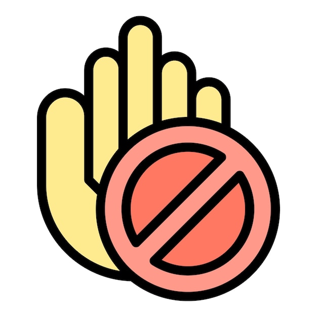 Detener el abuso escolar icono contorno vector Niño matón Estudiante molesto color plano