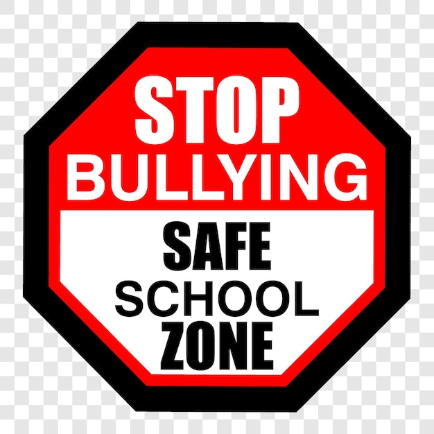 DETENER EL BULLYING vector de señal de zona escolar segura