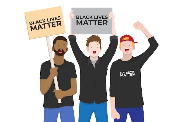 Detener el concepto de ilustración de campaña de racismo. Materia negra viva