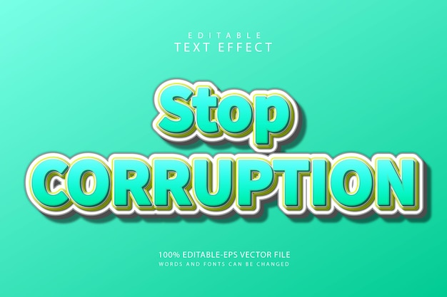 Detener la corrupción efecto de texto editable 3 dimensiones en relieve estilo moderno