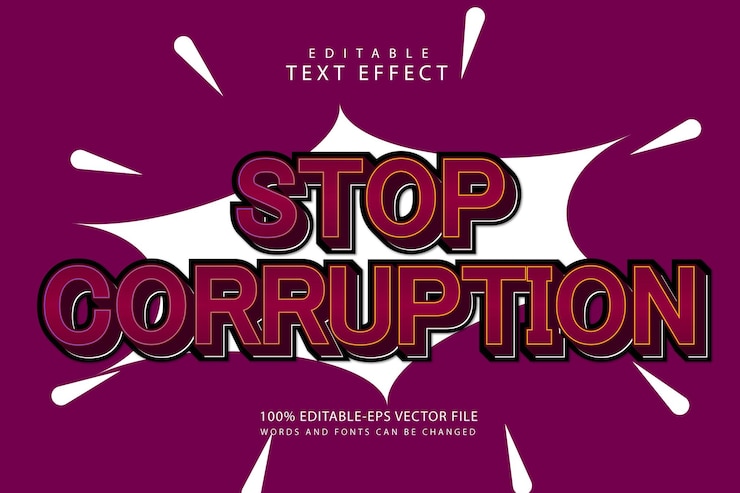 Vector detener la corrupción efecto de texto editable estilo de dibujos animados de 3 dimensiones