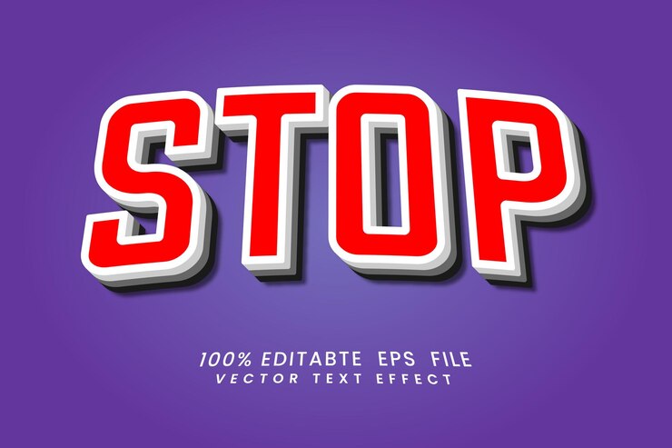 Vector detener el efecto de texto 3d totalmente editable