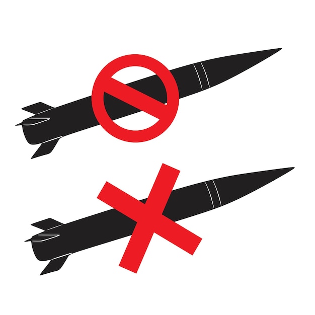 Detener la guerra con la silueta hecha a mano del logotipo del cohete misil