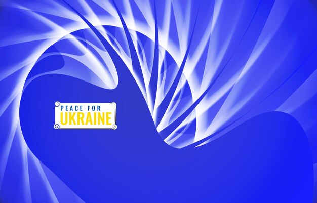 Detener la guerra de Ucrania por la libertad con un estilo abstracto ondulado con fondo de plantilla de vector de color azul