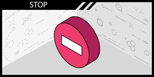 Detener icono de diseño isométrico Vector web ilustración 3d colorido concepto