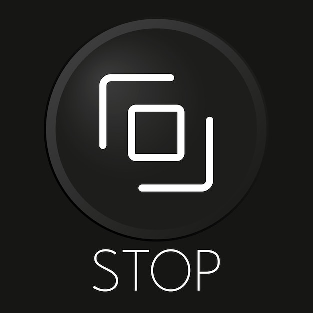 Detener el icono de línea de vector mínimo en el botón 3D aislado sobre fondo negro Premium VectorxA