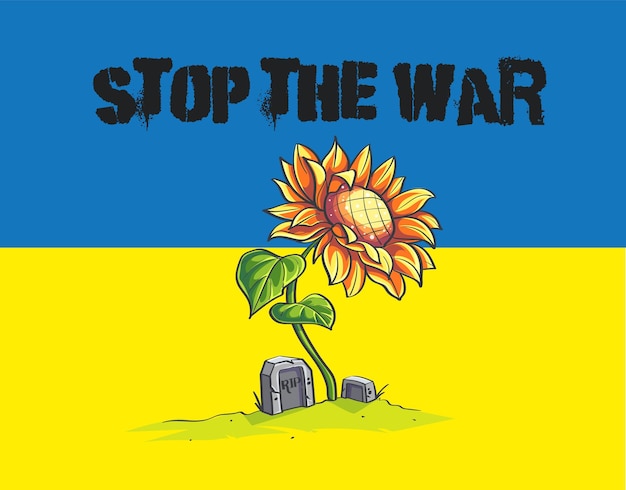 Detener la ilustración de fondo de vector de guerra con el girasol