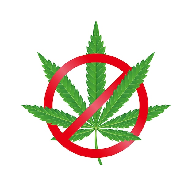 detener la ilustración de vector de signo de marihuana